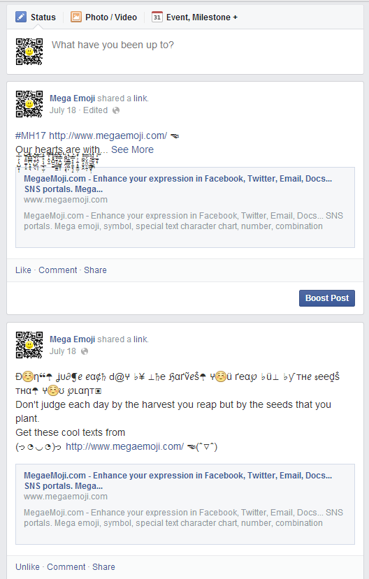 Use cool text symbols in Facebook status updates